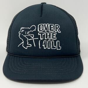 Vintage 80s Over The Hill Trucker Hat Baseball Cap Birthday Mesh Snapback Black